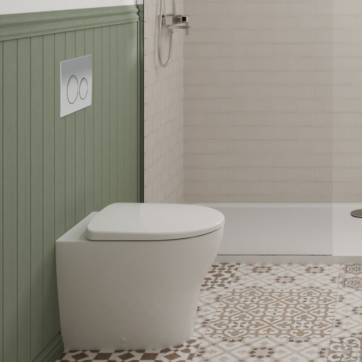 Geberit Back To Wall 4-in-1 Cistern, Flush Plate, Selnova Rimless Pan & Soft Close Seat Pack