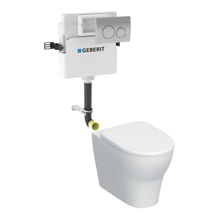 Geberit Back To Wall 4-in-1 Cistern, Flush Plate, Selnova Rimless Pan & Soft Close Seat Pack