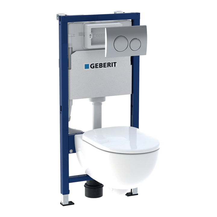 Geberit Wall Hung 4-in-1 Frame, Flush Plate, Selnova Rimless Pan & Soft Close Seat Pack