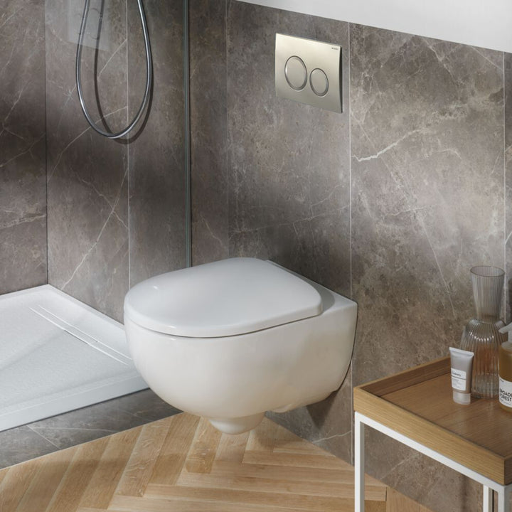 Geberit Wall Hung 4-in-1 Frame, Flush Plate, Selnova Rimless Pan & Soft Close Seat Pack