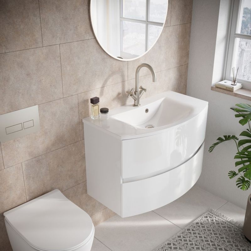 Crosswater Svelte 800mm Vanity Unit & Cast Mineral Marble Basin