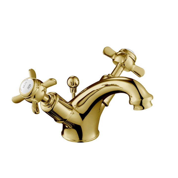 JTP Grosvenor Pinch Basin Mixer With Pop Up Waste In Antique Brass