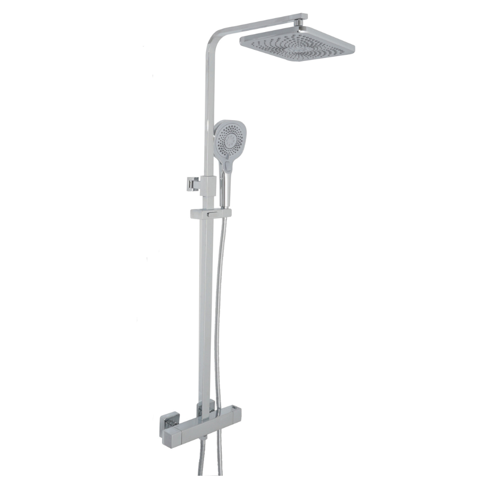 JTP HIX Thermostatic Bar Valve With 2 outlets And Shower Handle In Chrome