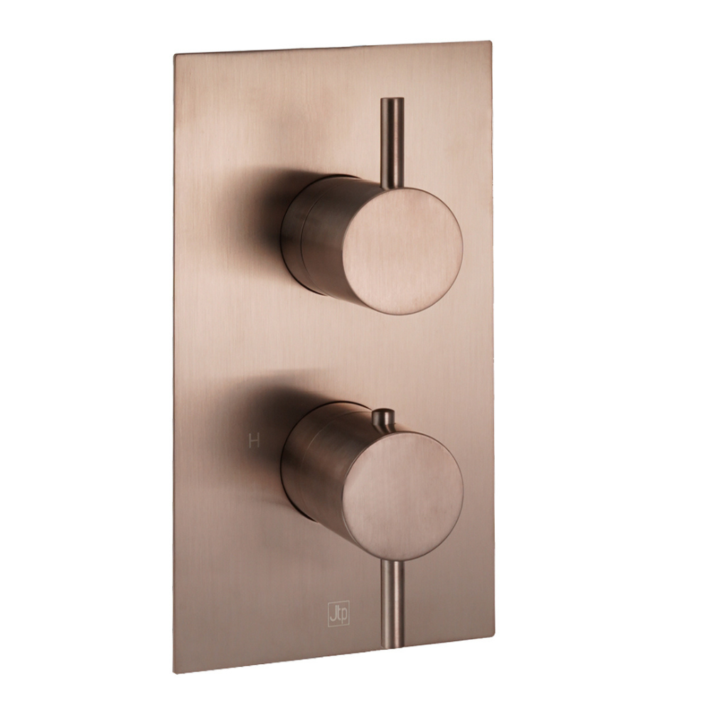 JTP Vos 2 Outlet 2 Handle Concealed Shower Valve In Brushed Bronze