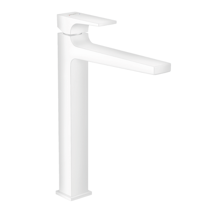 Hansgrohe Metropol Single Lever Tall Basin Mixer 260 with push open waste in Matt White