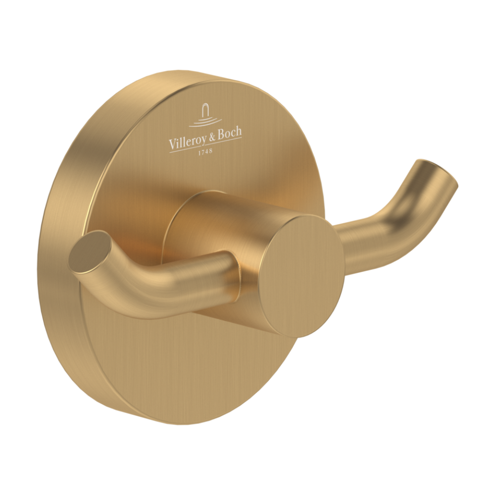 Villeroy & Boch Elements Tender Double Towel Hook In Brushed Gold