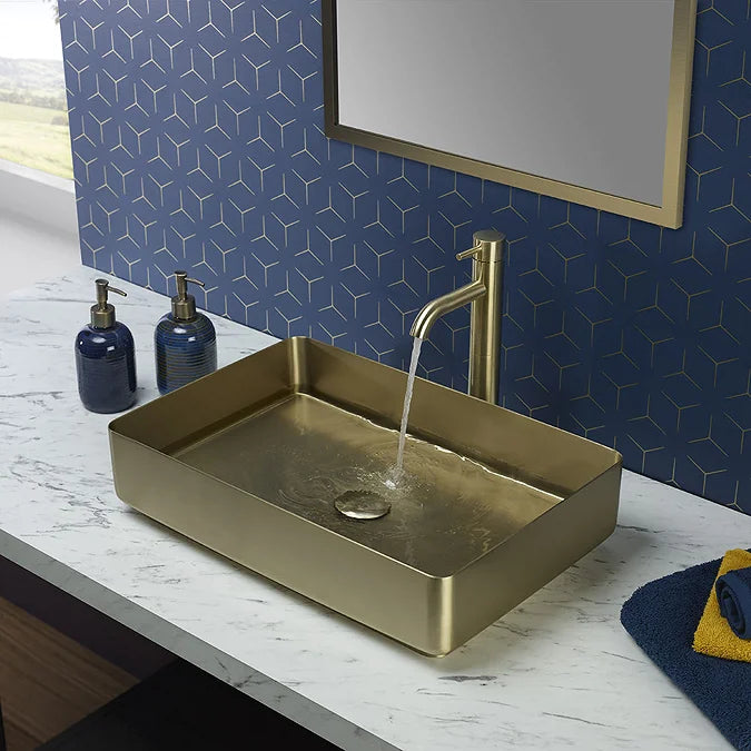 JTP Vos Single Lever Tall Basin Mixer In Brushed Brass