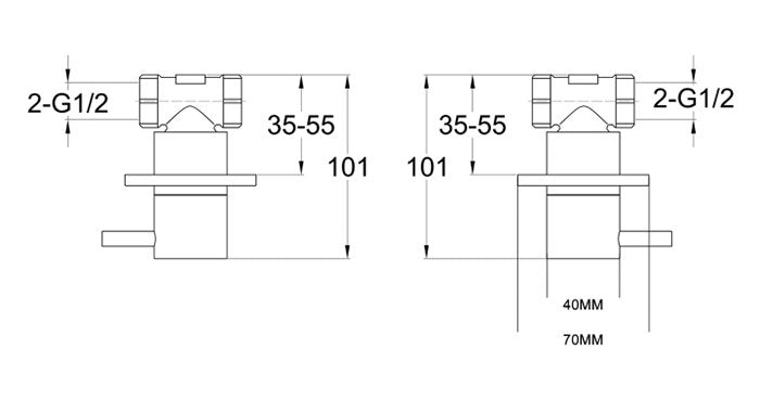 JTP Vos Wall Mounted Side Valves In Brushed Brass (Pair)