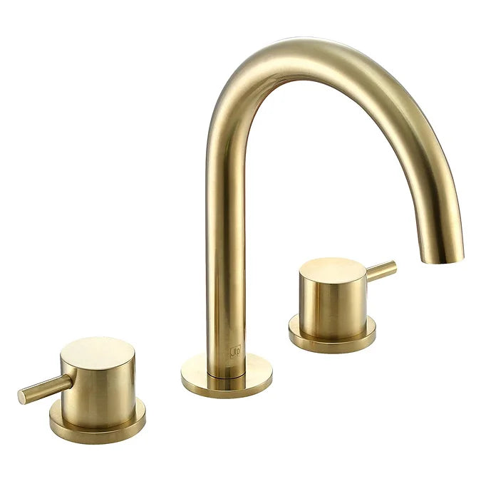 JTP Vos 3 Hole Deck Mounted Basin Mixer In Brushed Brass