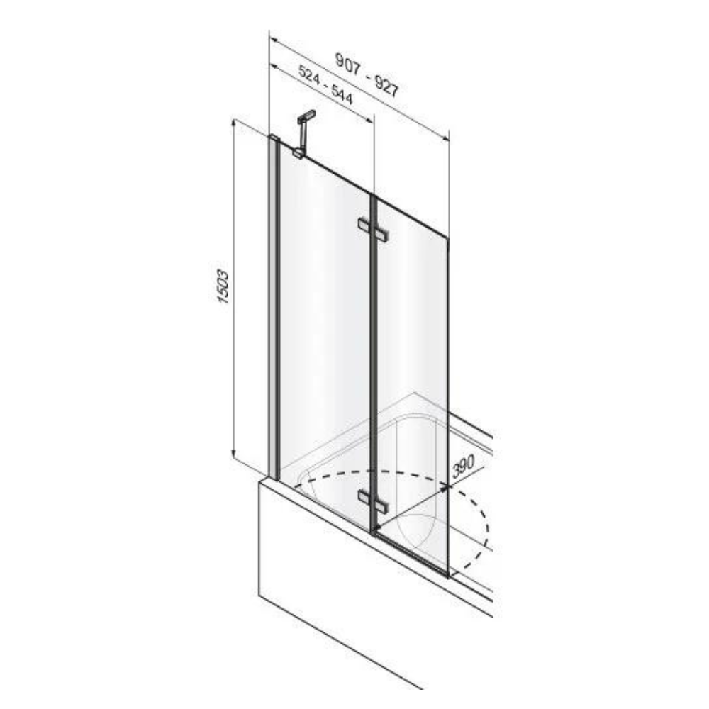 Matki Eleganza Inward Opening Two Panel Bath Screen