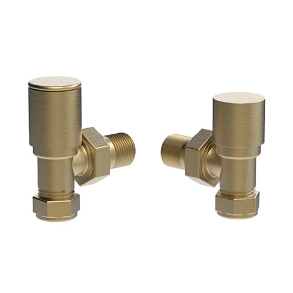 Vogue Angled Radiator Valve Set In Brushed Brass