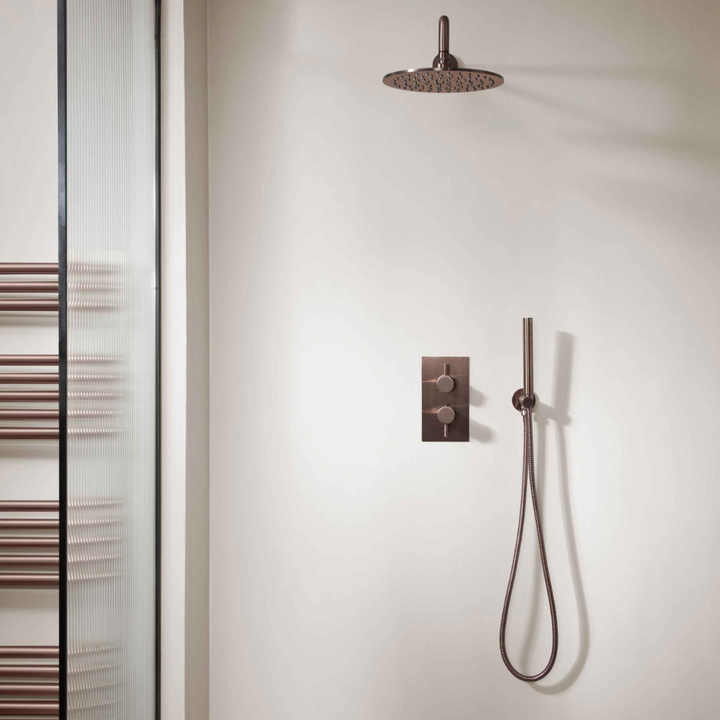 JTP Vos 2 Outlet 2 Handle Concealed Shower Valve In Brushed Bronze