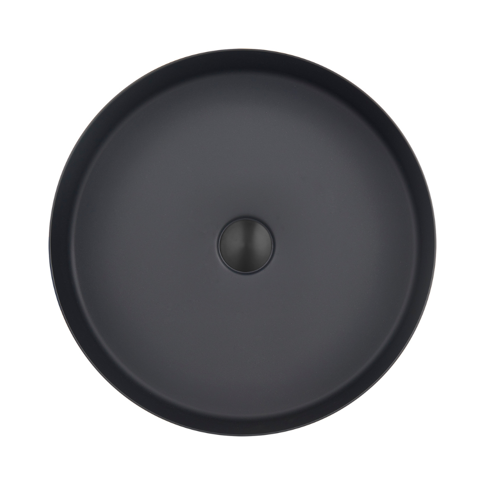 JTP Vos Stainless Steel Round Countertop Basin In Matt Black