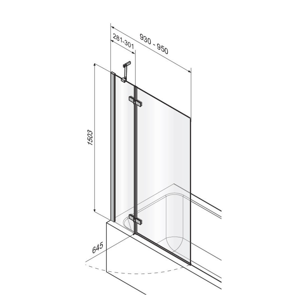 Matki Eleganza Outward Opening Two Panel Bath Screen