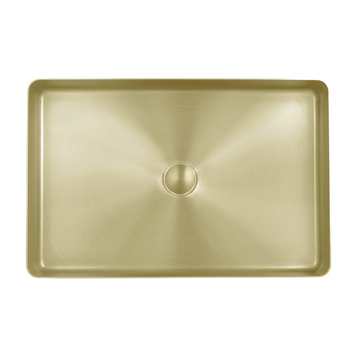 JTP Vos Stainless Steel Rectangular Countertop Basin In Brushed Brass