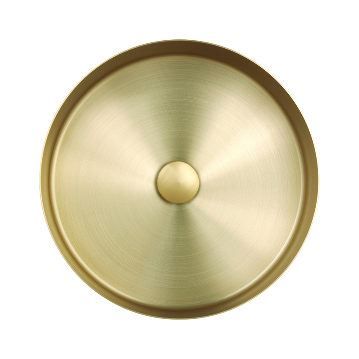 JTP Vos Stainless Steel Round Countertop Basin In Brushed Brass