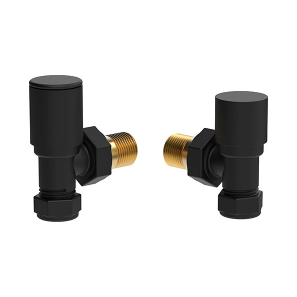 Vogue Angled Radiator Valve Set In Matt Black