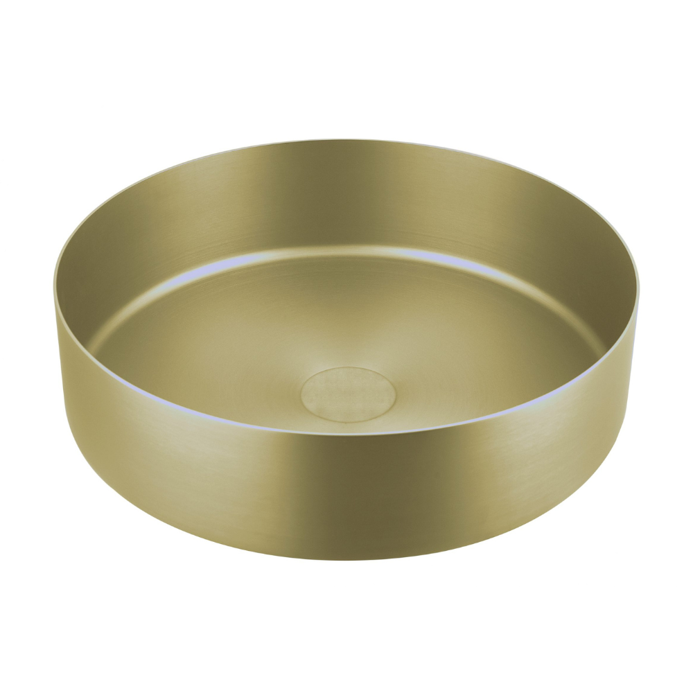 JTP Vos Stainless Steel Round Countertop Basin In Brushed Brass