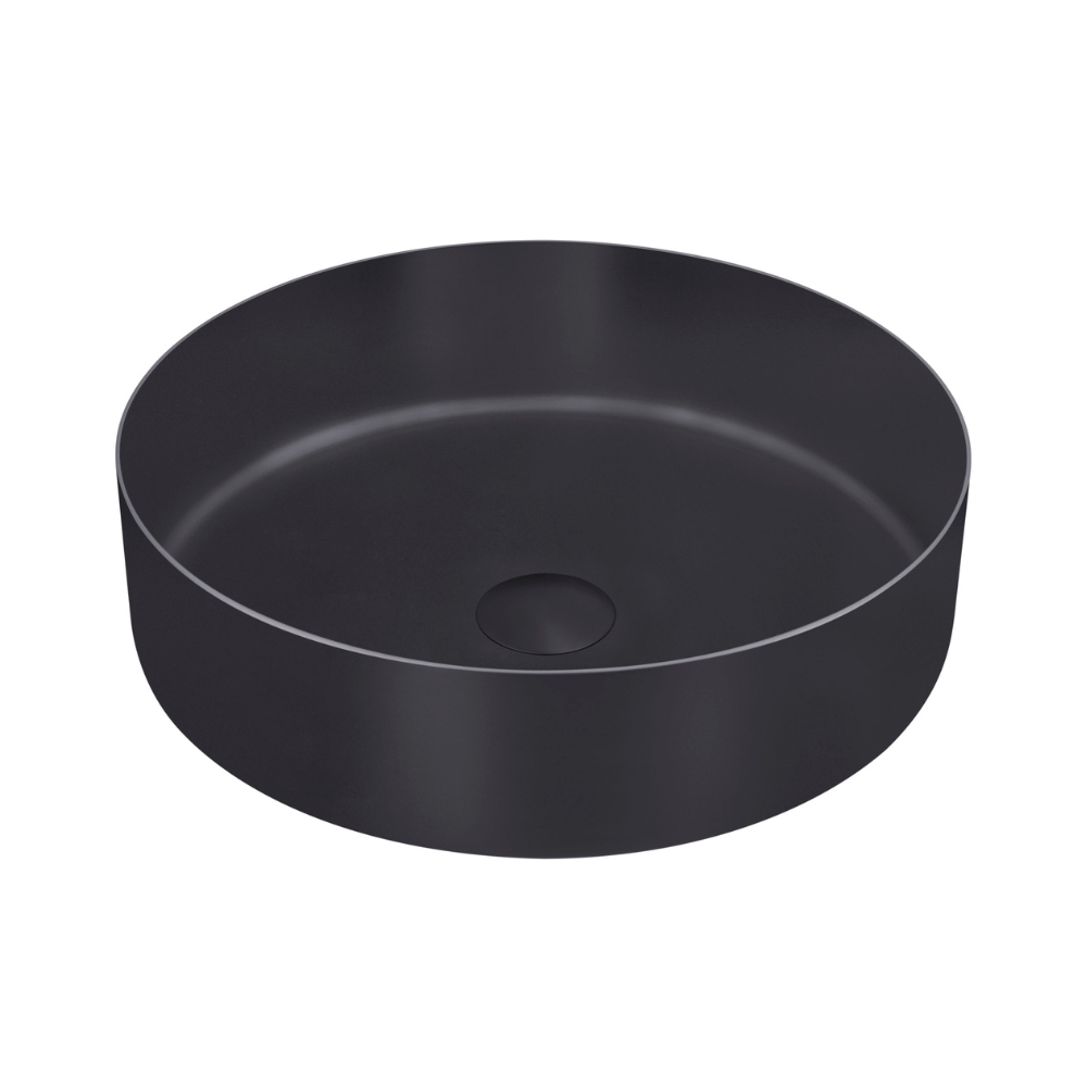 JTP Vos Stainless Steel Round Countertop Basin In Matt Black