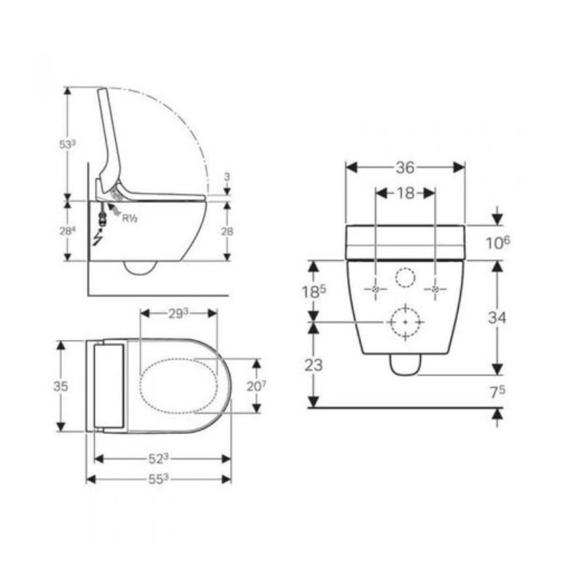 Geberit AquaClean Tuma Classic Wall Hung Shower Toilet