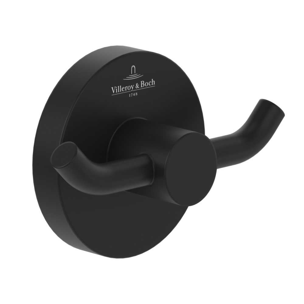 Villeroy & Boch Elements Tender Double Towel Hook In Matt Black