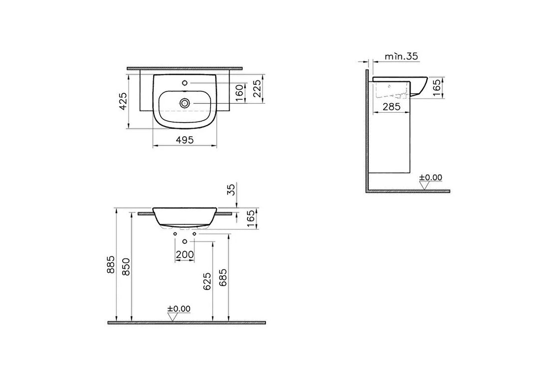 VitrA Zentrum Semi Recessed Washbasin