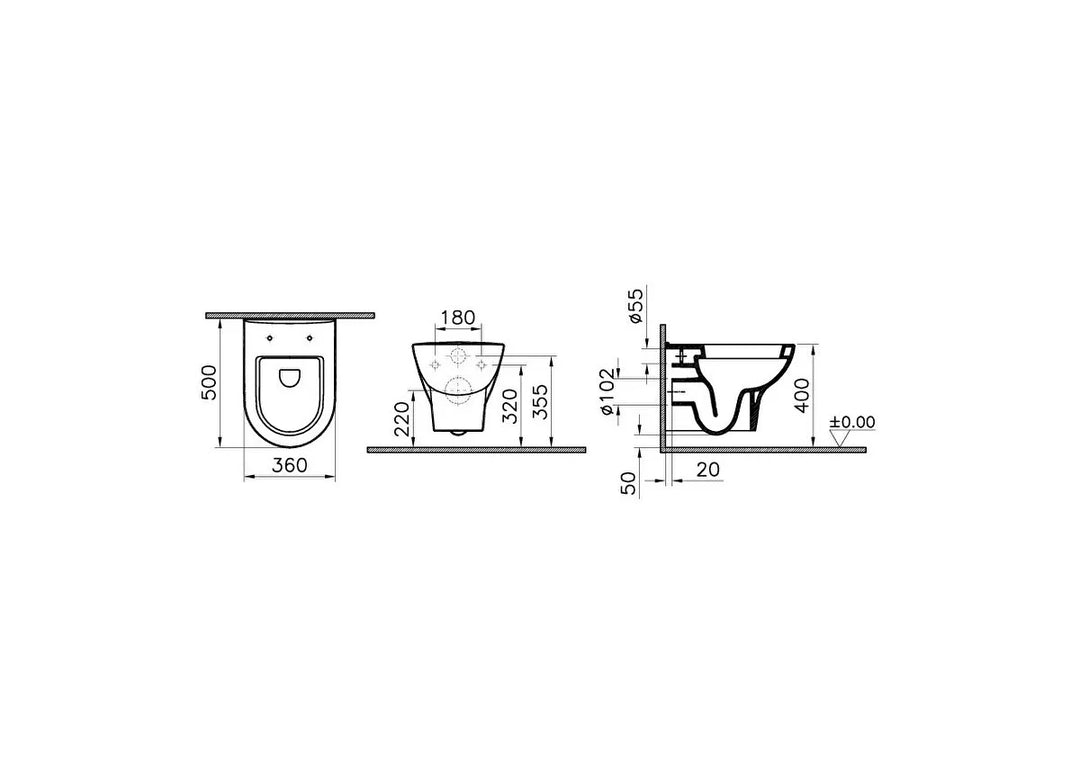 VitrA Zentrum Wall Hung Toilet & Seat