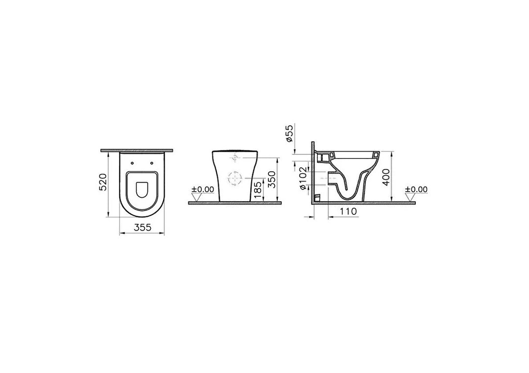 VitrA Zentrum Back To Wall Toilet & Seat