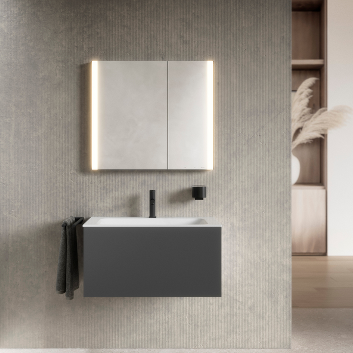 Keuco Somaris 800mm Asymmetrical Double Mirror Cabinet With Mirror Heating