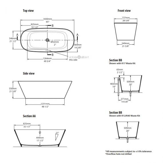 Victoria + Albert Vetralla 1650 Freestanding Bath