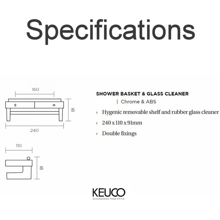 Keuco Moll Shower Basket With Integrated Glass Wiper