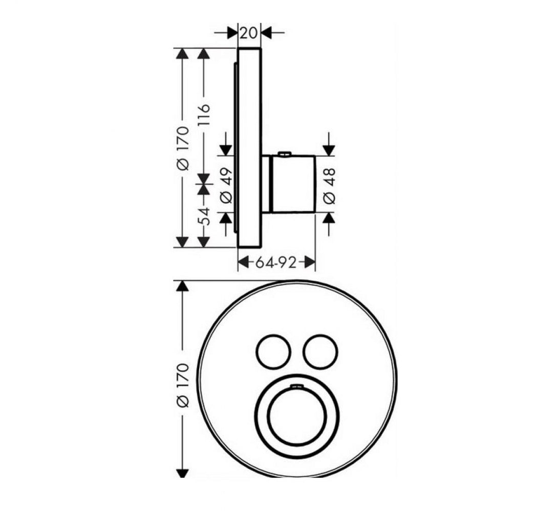 AXOR ShowerSelect Round Thermostatic Mixer 2 Outlet