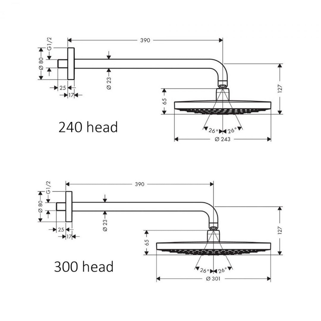 Hansgrohe Raindance Select S 2 Jet Overhead Shower & Arm