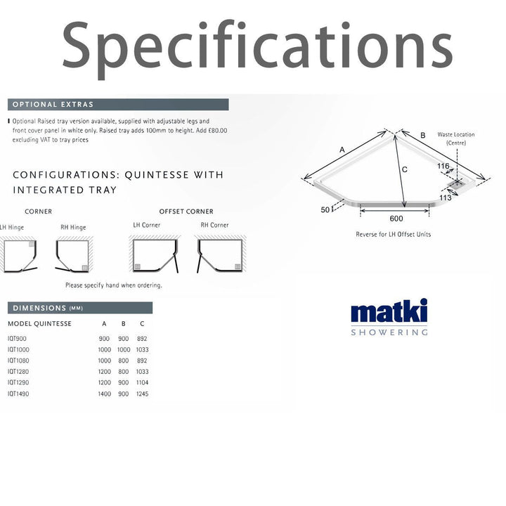 Matki Illusion Quintesse Corner Offset Shower Enclosure with Integrated Tray