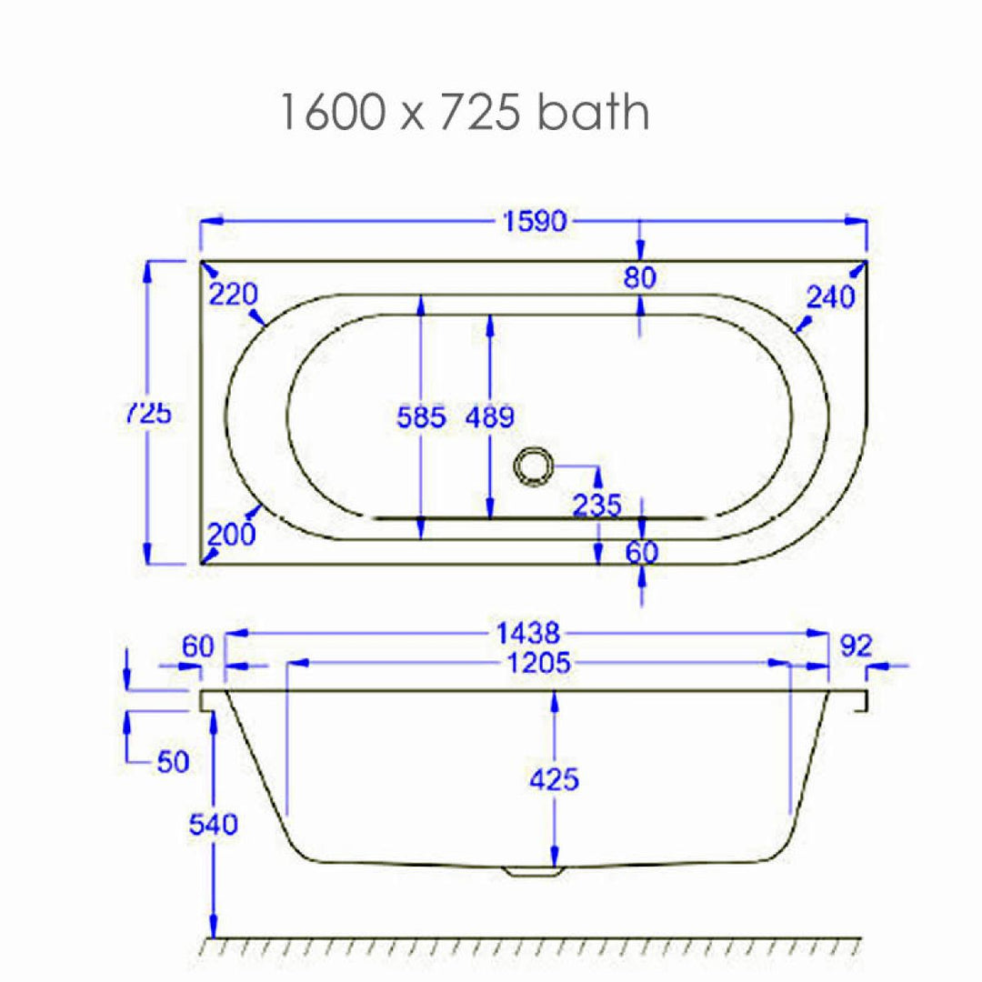 Carron Status Offset Double Ended Bath With Curved Panel