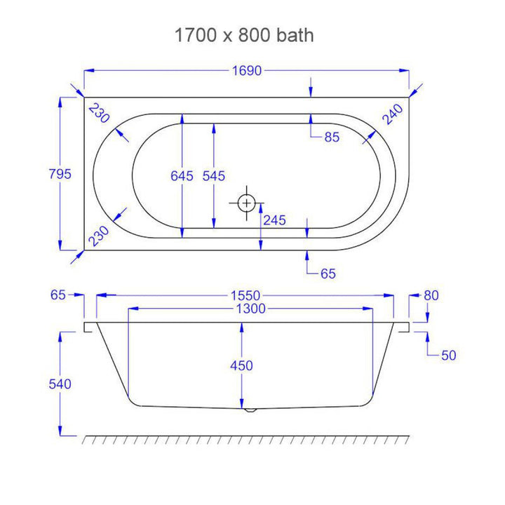 Carron Status Offset Double Ended Bath With Curved Panel