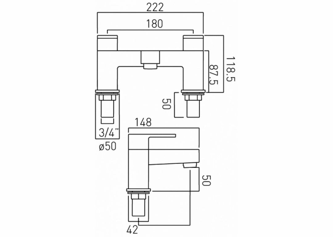 Vado Life 2 Hole Bath Filler