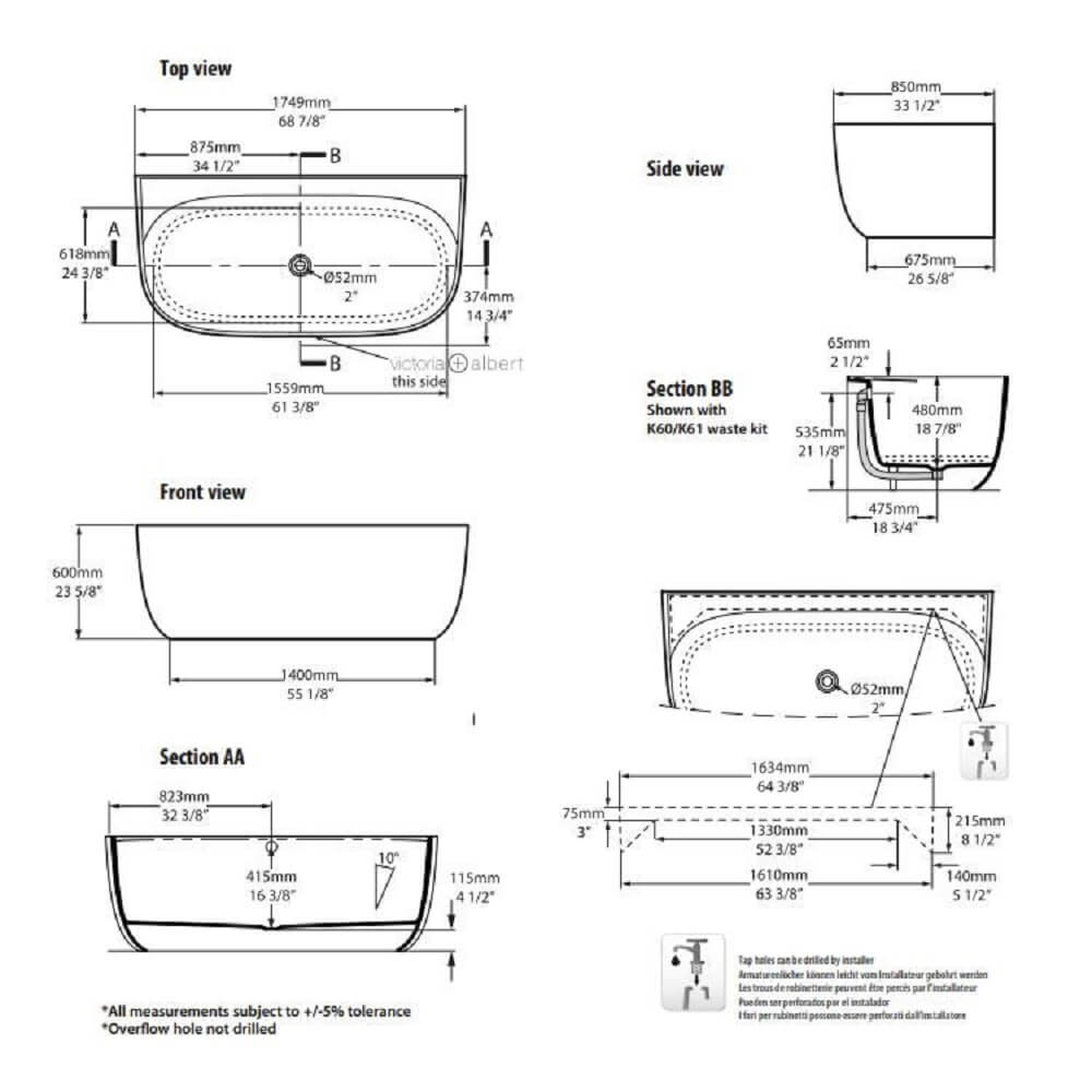 Victoria + Albert Eldon Back To Wall Freestanding Bath