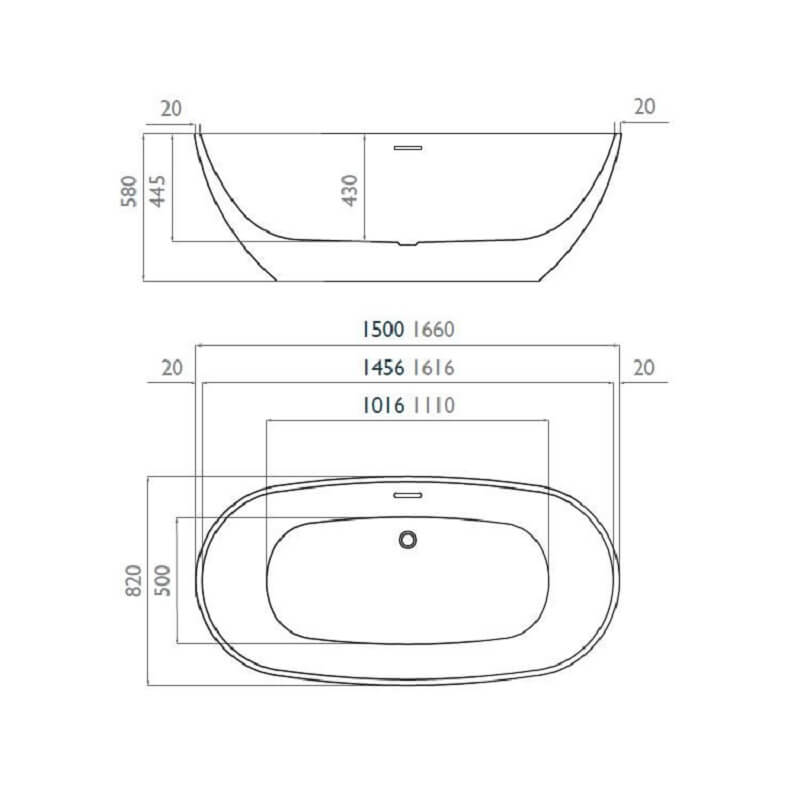 Waters I-Line Brook2 Freestanding Bath