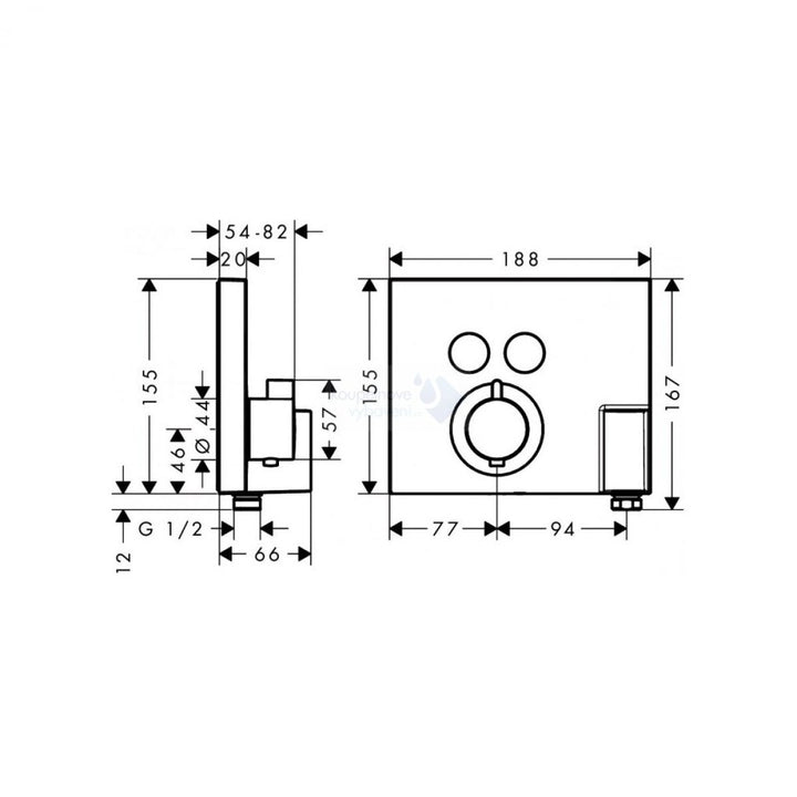 Hansgrohe ShowerSelect 2 Outlet Thermostatic Mixer With Shower Support