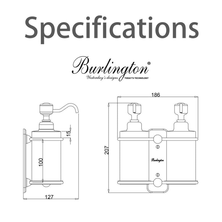 Burlington Double Liquid Soap Dispenser Wall Mounted