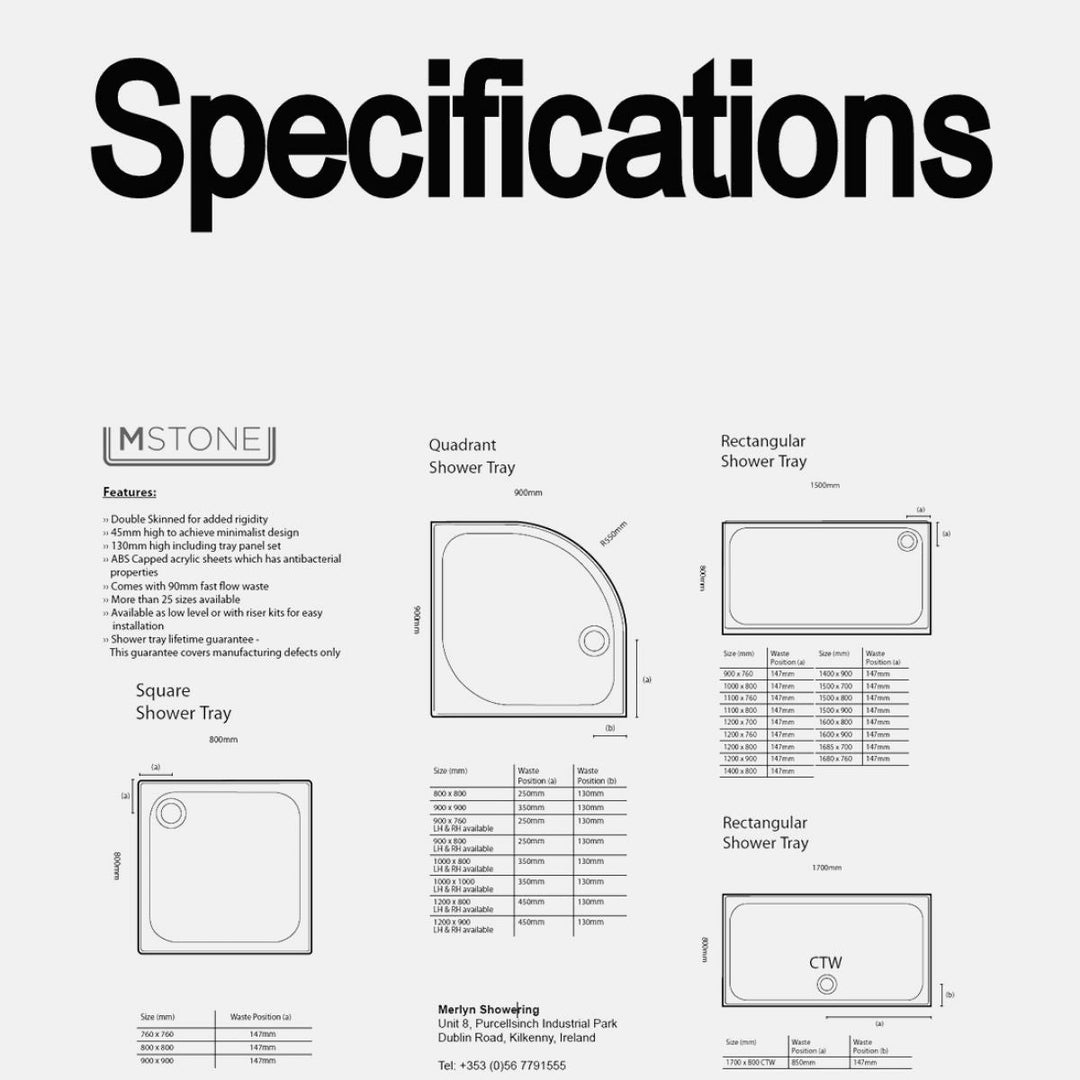 Merlyn MStone 50mm Offset Quadrant Shower Tray