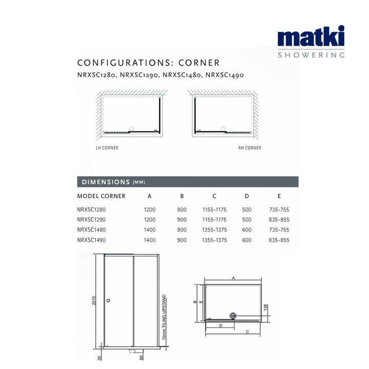 Matki New Radiance Sliding Shower Enclosure & Slimline Tray