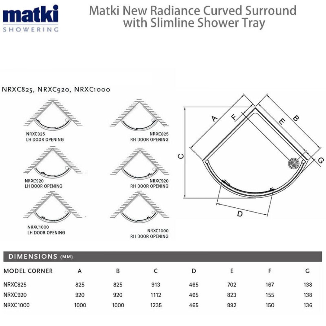 Matki New Radiance Curved Surround & Slimline Tray