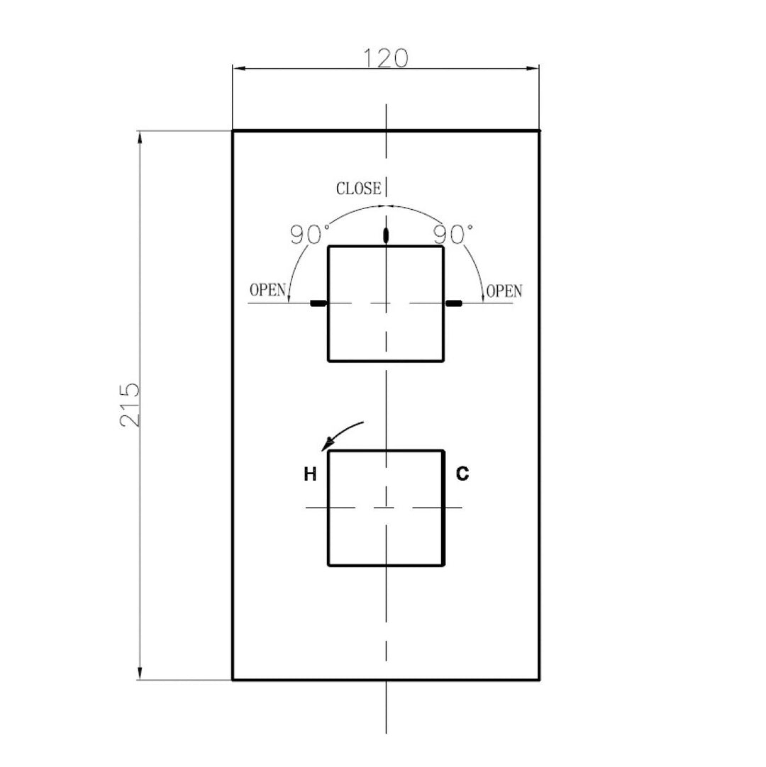 Crosswater Water Square Thermostatic Shower Valve 2 Controls