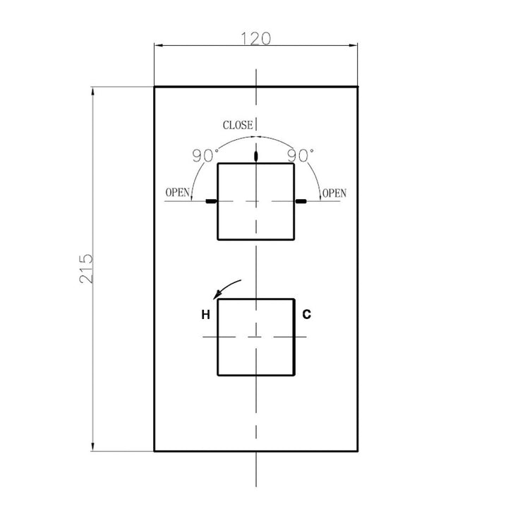 Crosswater Water Square Thermostatic Shower Valve 2 Controls