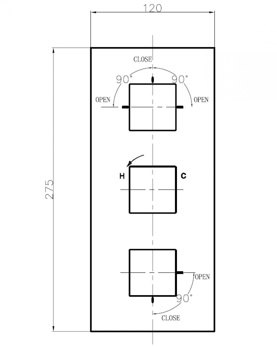 Crosswater Water Square Thermostatic Shower Valve 3 Controls