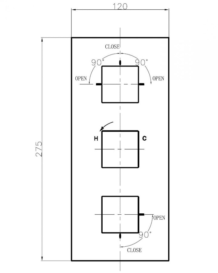 Crosswater Water Square Thermostatic Shower Valve 3 Controls