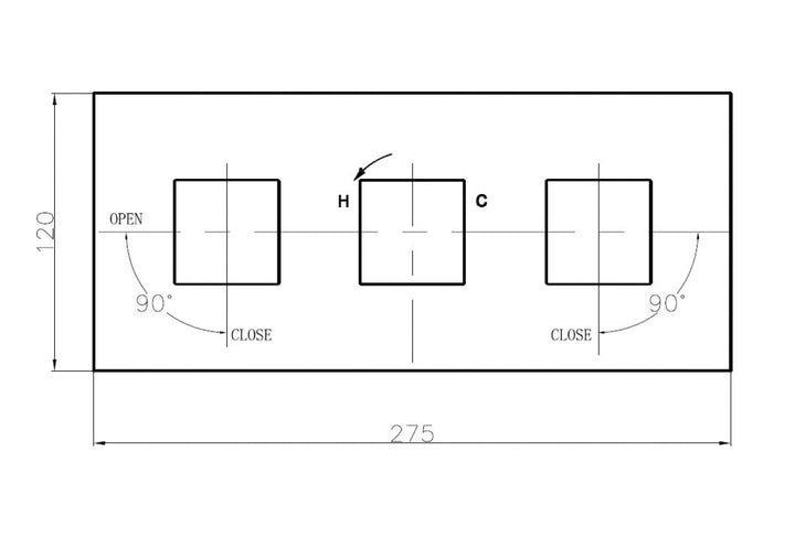 Crosswater Water Square Thermostatic Shower Valve 3 Controls