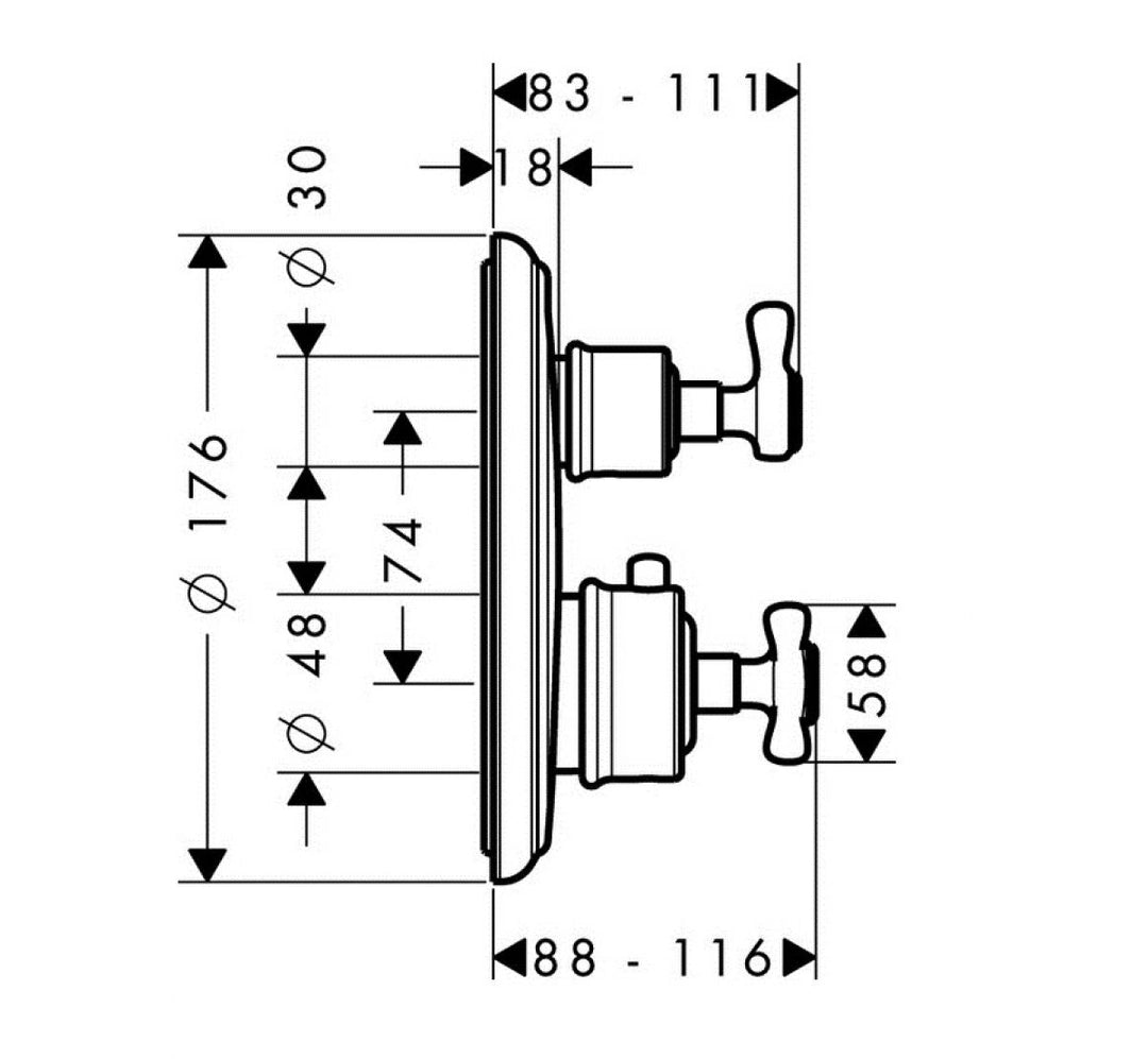 AXOR Montreux Thermostatic Shower Mixer With Shut Off Valve